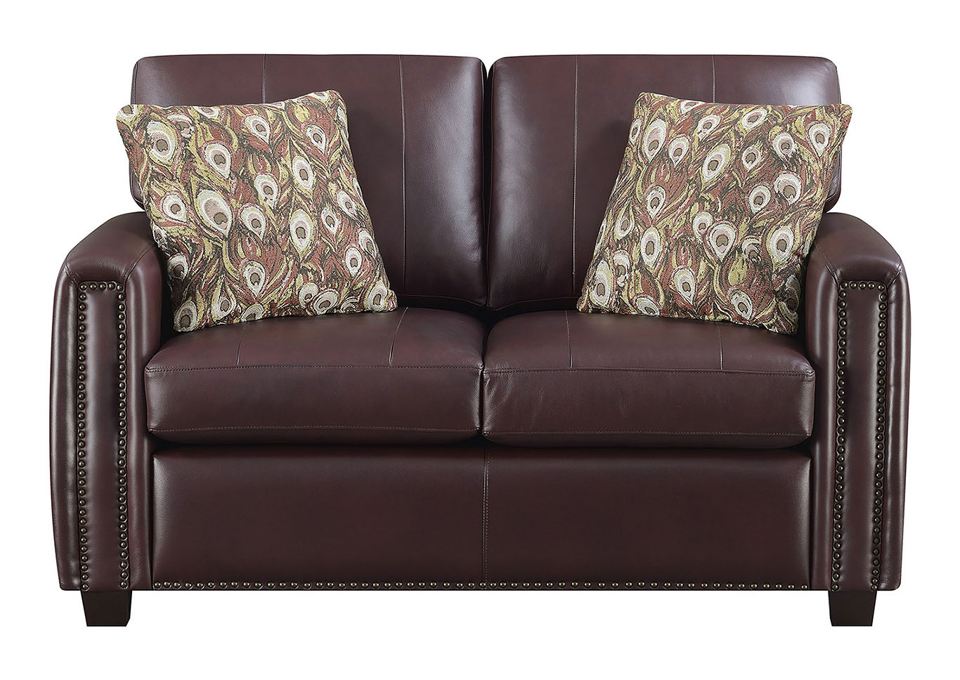 Stephanie Burgundy Leather Match Stationary 4 Piece Living Room Set,Taba Home Furnishings